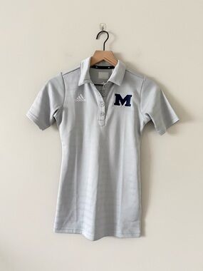 NWT adidas Light Gray Polo with Navy 'M' Patch Michigan Wolverines Size XXS